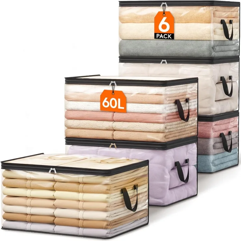 6 Pack Clear Clothes Storage Bags, 60L Plastic Blanket Storage Bags, Vinyl Foldable Moving Bags with Zipper
6 Pack Clear Clothes Storage Bags, 60L Plastic Blanket Storage Bags, Vinyl Foldable Moving Bags with Zipper