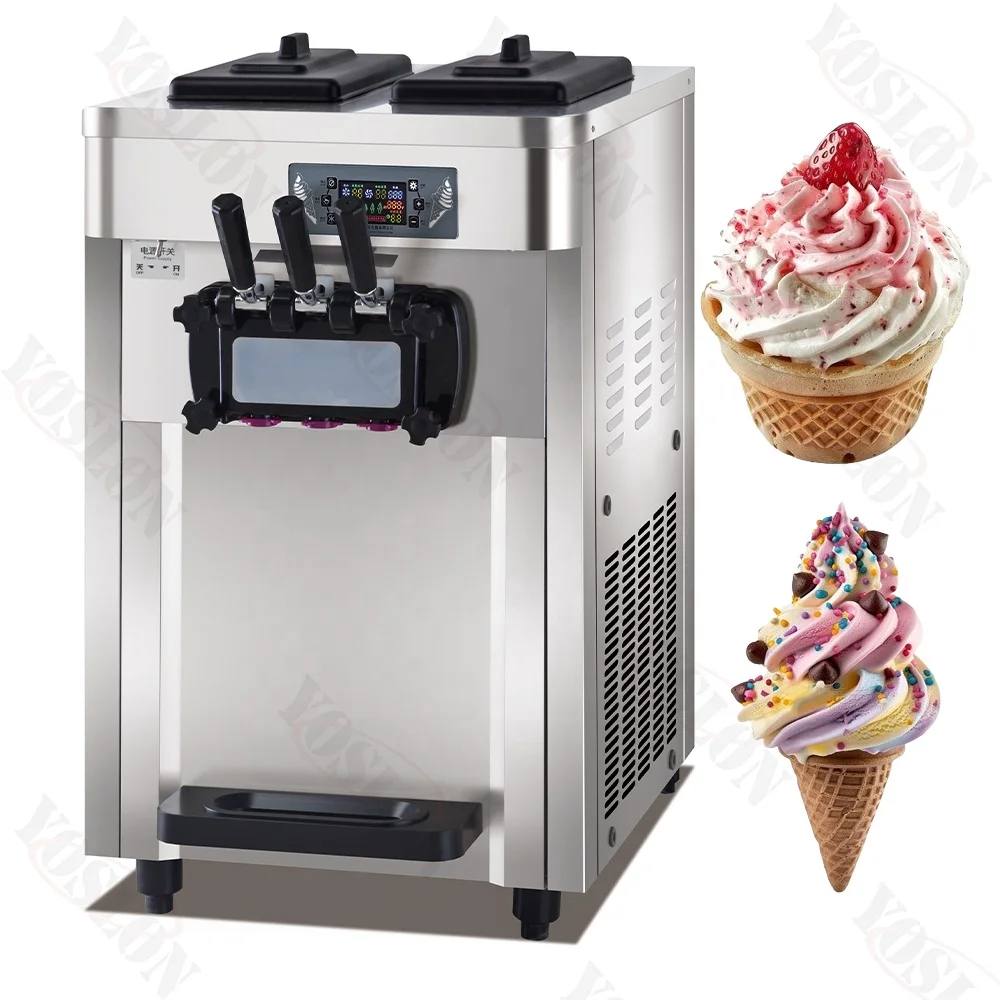 Stainless New Commercial Table Top Three Flavor Soft Ice Cream Machine Mini Soft Ice Cream Machine Price Small Ice Cream Maker
Stainless New Commercial Table Top Three Flavor Soft Ice Cream Machine Mini Soft Ice Cream Machine Price Small Ice Cream Maker
