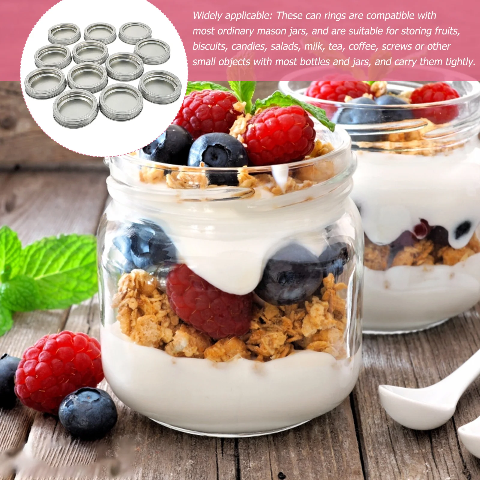 12 set 70Mm Jars Regular Mouth Bands Rings Set Leak Proof Tinplate Seal Lids Food Storage Fresh Keeping Heat Resistant
12 set 70Mm Jars Regular Mouth Bands Rings Set Leak Proof Tinplate Seal Lids Food Storage Fresh Keeping Heat Resistant