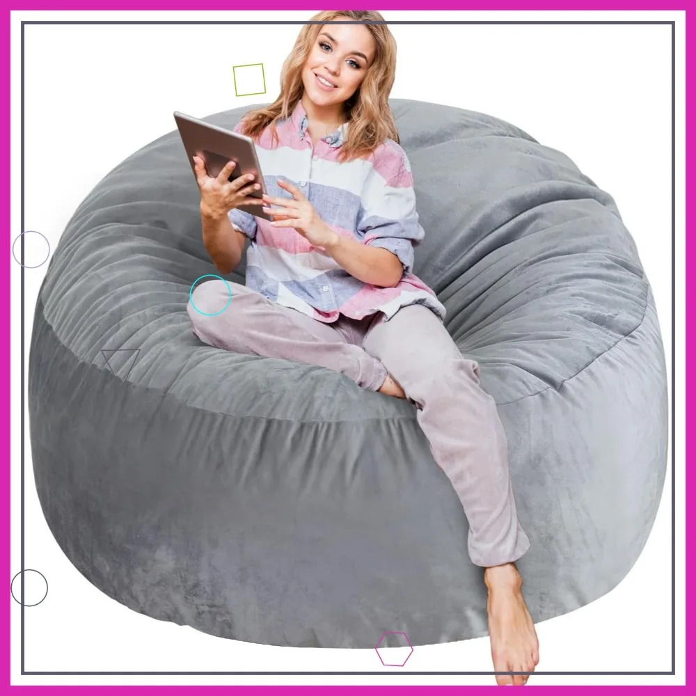 3 Ft Large Bean Bag Chair with Memory Foam Filling, Comfy Sofa for Adults/Teens, Soft Velvet Fabric in Grey
3 Ft Large Bean Bag Chair with Memory Foam Filling, Comfy Sofa for Adults/Teens, Soft Velvet Fabric in Grey