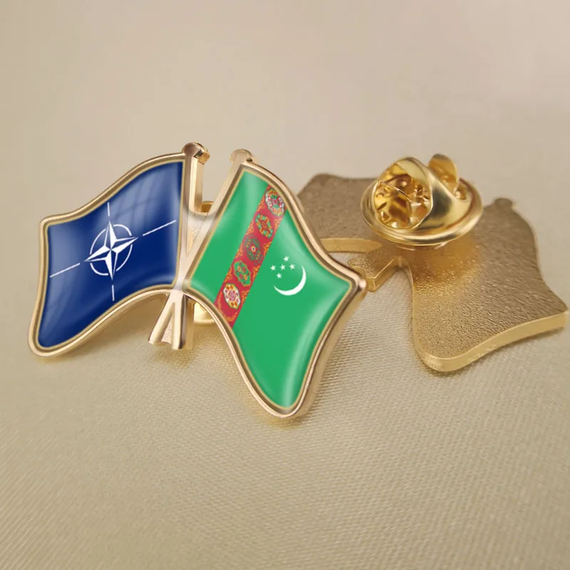 North Atlantic Treaty Organization NATO and Turkmenistan Crossed Double Friendship Flags Lapel Pins Brooch Badges
North Atlantic Treaty Organization NATO and Turkmenistan Crossed Double Friendship Flags Lapel Pins Brooch Badges