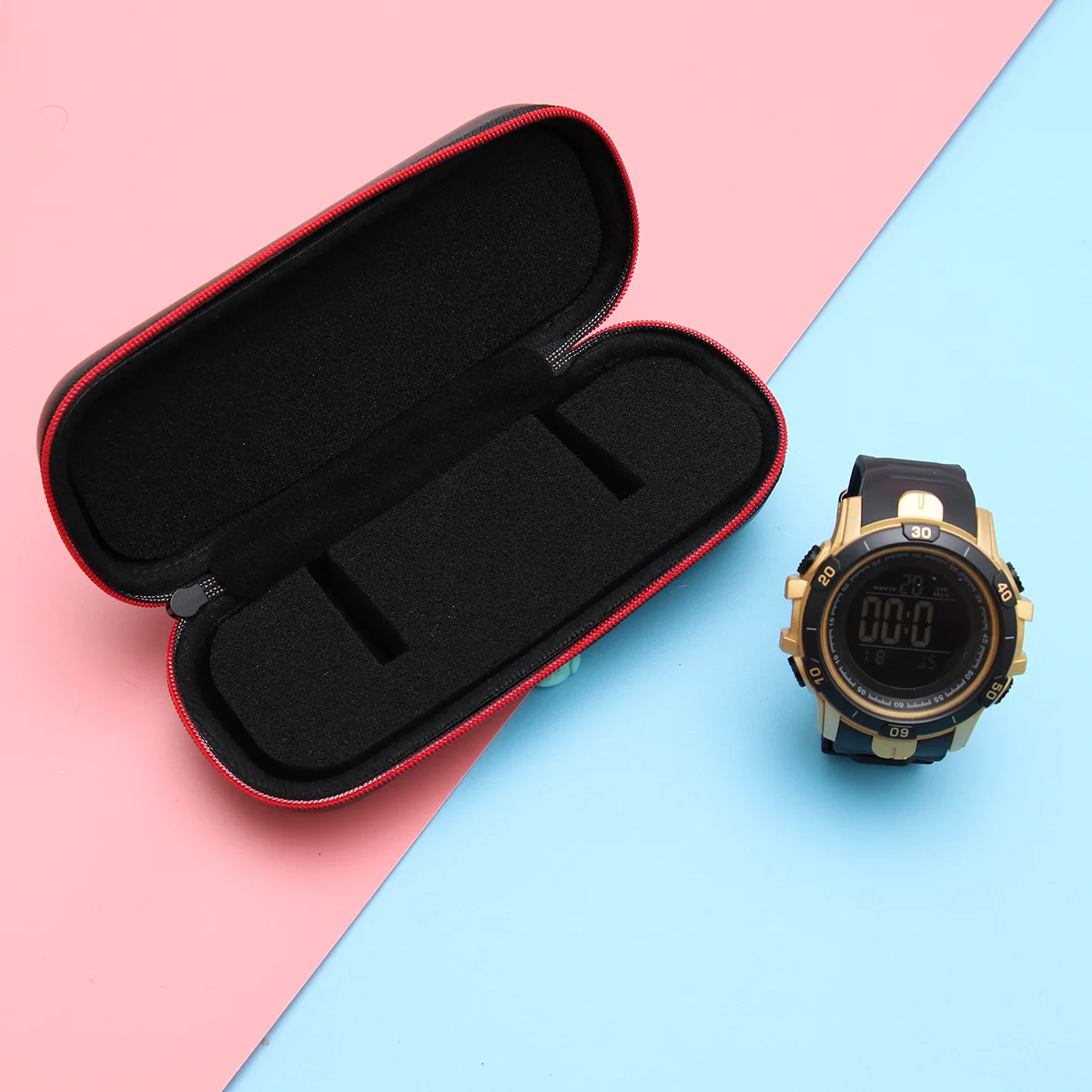 Black Eva Watch Case 16x6x5cm Portable Zippered Waterproof Anti-Fall Travel Storage Organizer for Watches Display Jewelry Gift
Black Eva Watch Case 16x6x5cm Portable Zippered Waterproof Anti-Fall Travel Storage Organizer for Watches Display Jewelry Gift