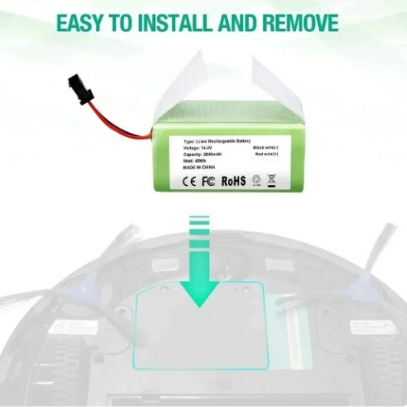 14.8V 2.8Ah 4S1P 18650 Li-ion Rechargeable Replacement Battery Compatible with Ecovacs Deebot N79S,N79,DN622,Eufy RoboVac 11,11S
14.8V 2.8Ah 4S1P 18650 Li-ion Rechargeable Replacement Battery Compatible with Ecovacs Deebot N79S,N79,DN622,Eufy RoboVac 11,11S