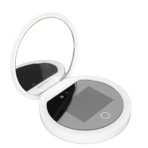 Caméra de test de protection solaire à miroir UV avec lumière grossissement 2X maquillage de voyage 3,5 pouces format de poche L