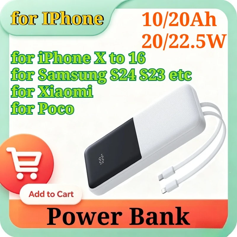 New 10/20Ah Power Bank PD 20/22.5W Fast Charging External Battery Portable Powerbank Charger for IPhone for Samsung for Xiaomi
New 10/20Ah Power Bank PD 20/22.5W Fast Charging External Battery Portable Powerbank Charger for IPhone for Samsung for Xiaomi