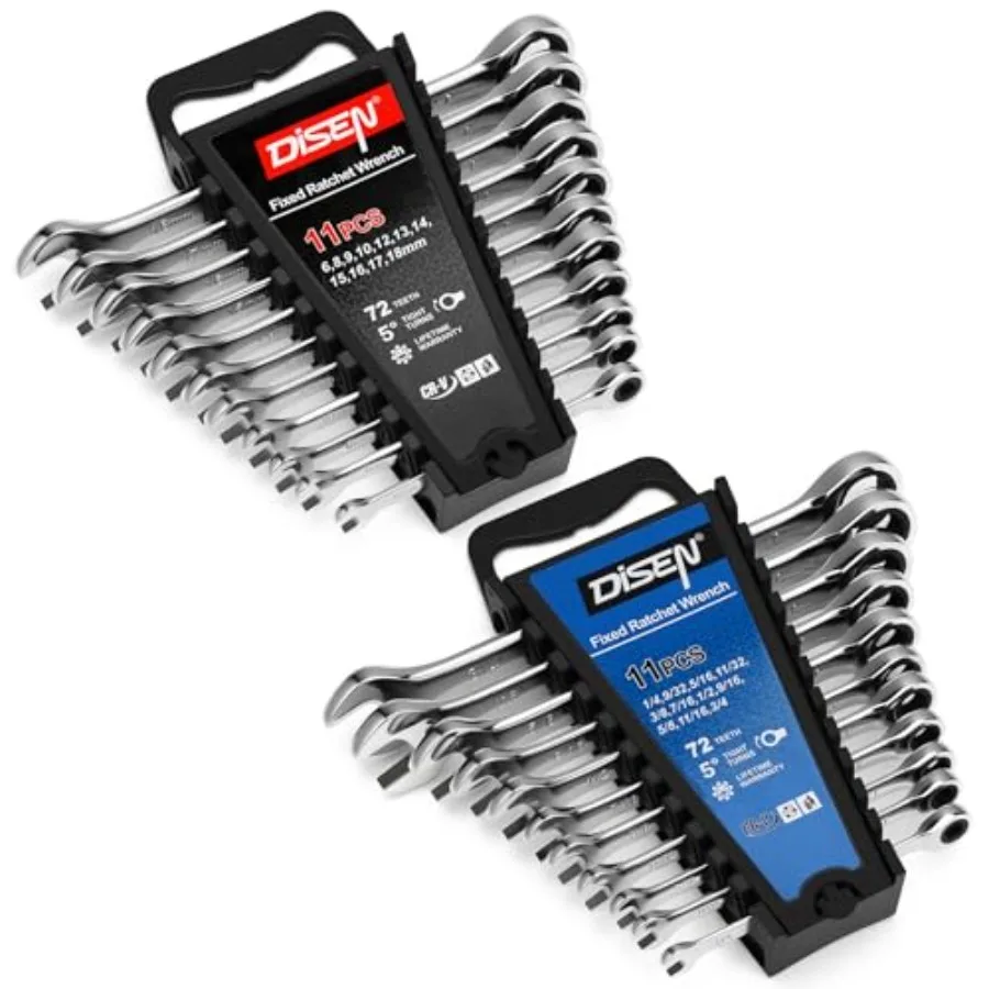 22 PCS Ratcheting Wrenches Set Combination Wrenches Set SAE and Metric Standard 1/4" to 3/4" and 6-18mm Size CR-V Steel 12 Poin
22 PCS Ratcheting Wrenches Set Combination Wrenches Set SAE and Metric Standard 1/4" to 3/4" and 6-18mm Size CR-V Steel 12 Poin