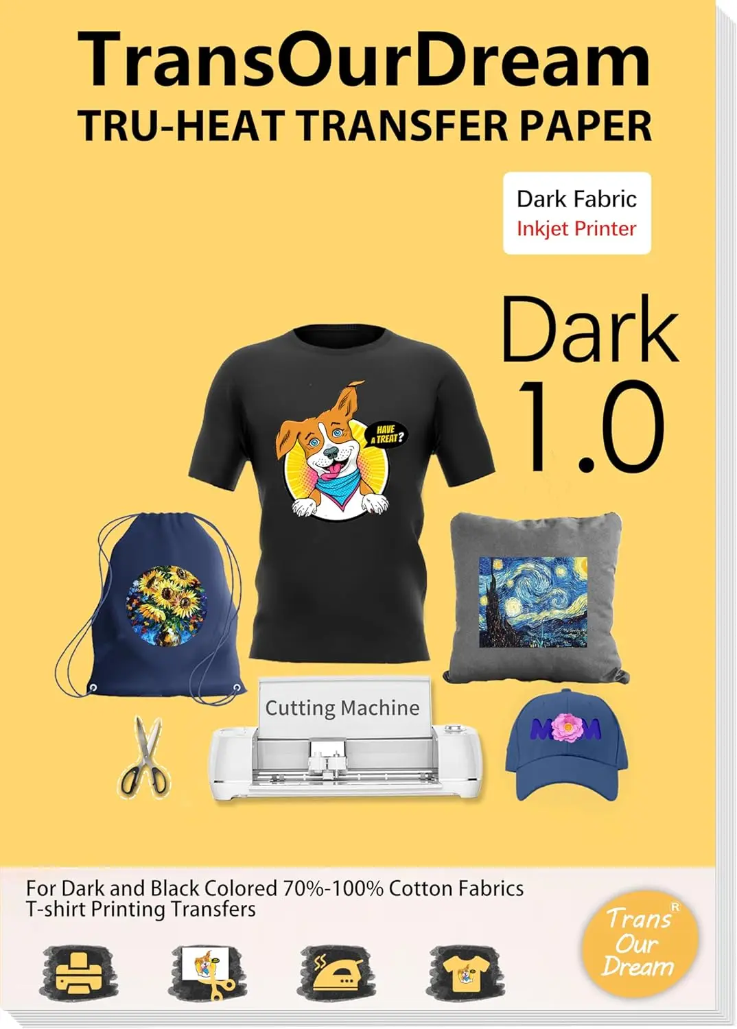Heat Transfer Paper for Dark T-Shirts, 20 Sheets 8.5x11, Printable HTV for Inkjet Printers
Heat Transfer Paper for Dark T-Shirts, 20 Sheets 8.5x11, Printable HTV for Inkjet Printers