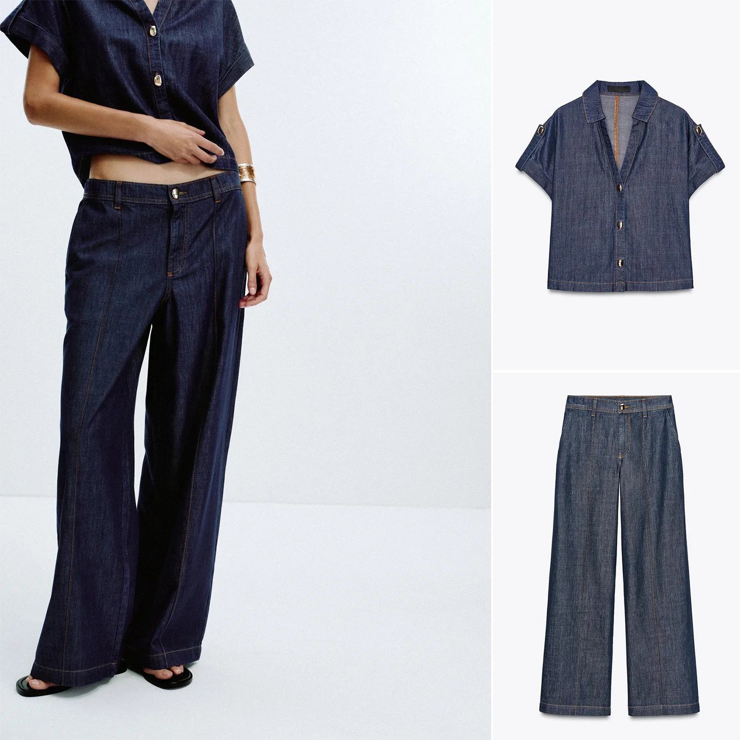 V-Ne ort Sve Denim irt Плиссированные широкие джинсы с высокой талией Повседневные Fem Faion Полиэфирное волокно Тонкие длина Six Sve
V-Ne ort Sve Denim irt Плиссированные широкие джинсы с высокой талией Повседневные Fem Faion Полиэфирное волокно Тонкие длина Six Sve