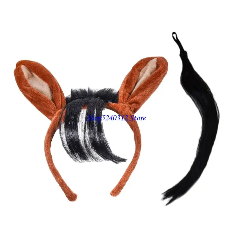634C Horse Costume Accessories Horse Ear Headband with Tail Horse Cosplay Outfit for Kid Adult Christmas Halloween Role Play
634C Horse Costume Accessories Horse Ear Headband with Tail Horse Cosplay Outfit for Kid Adult Christmas Halloween Role Play