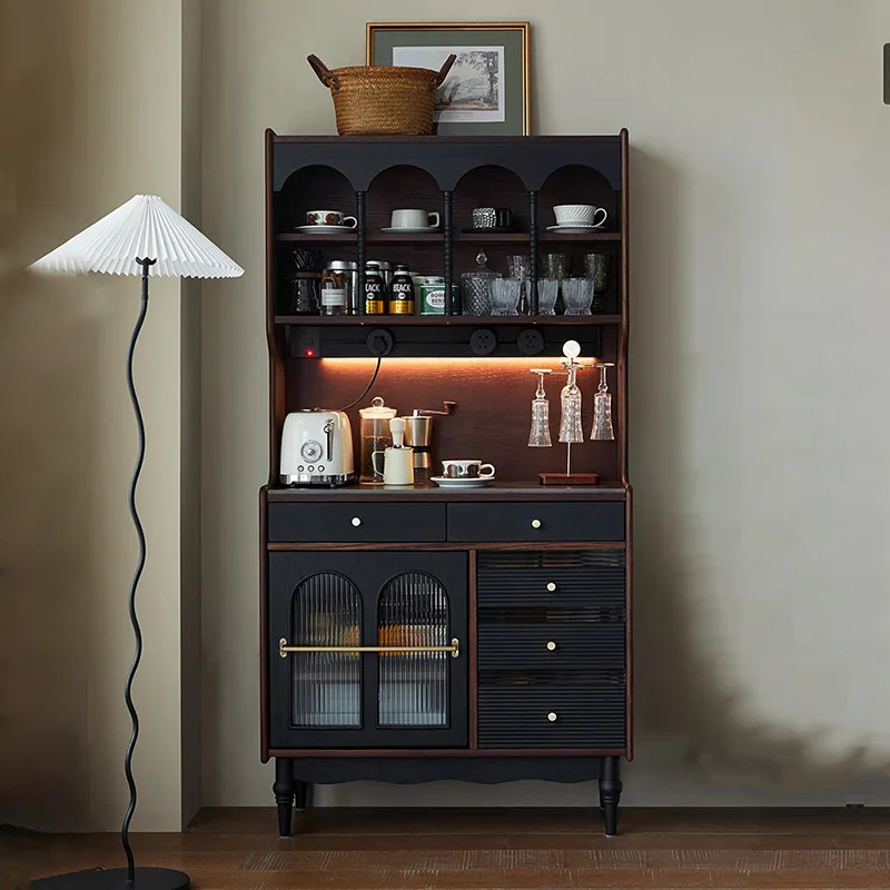 Retro solid wood dining side cabinet French living room rack storage integrated high cabinet against the wall wine cabinet
Retro solid wood dining side cabinet French living room rack storage integrated high cabinet against the wall wine cabinet