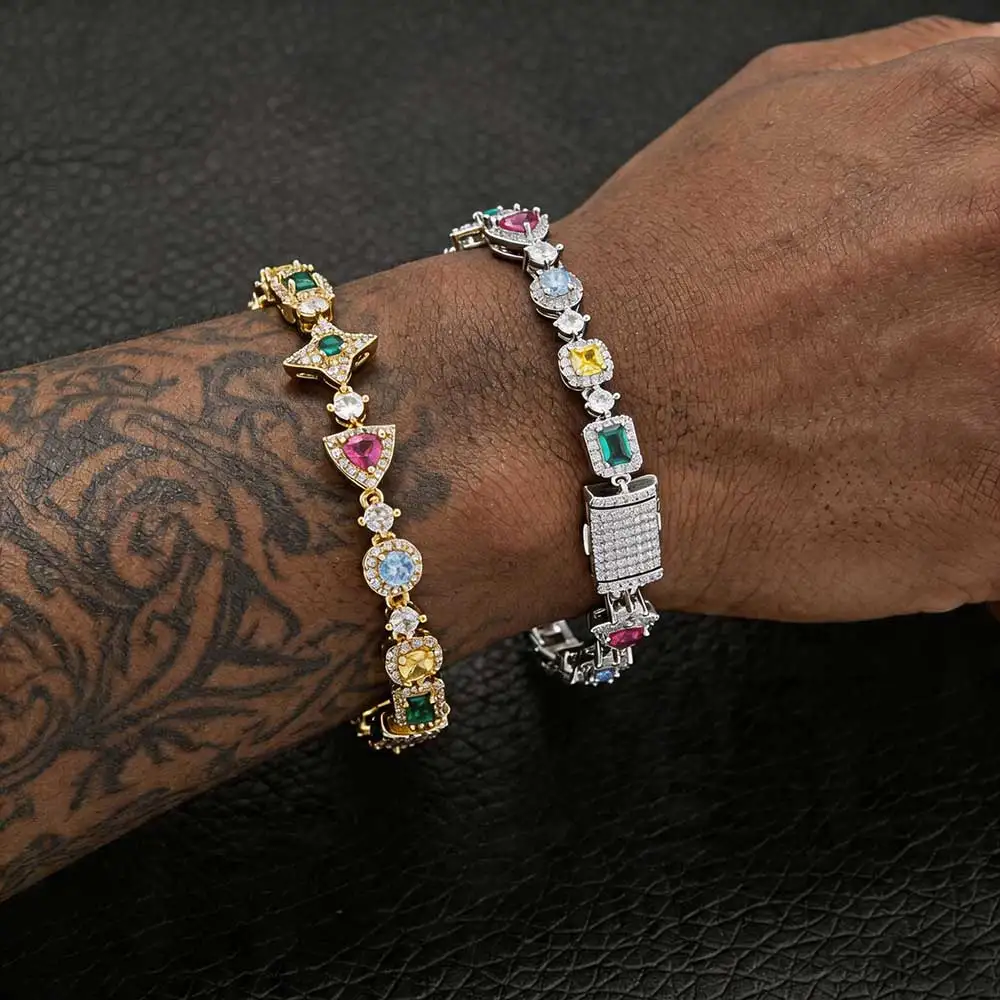 ESKEEM Iced Out Tennis Bracelet Inlaid Multicolored Cubic Zirconia Women Men Tennis Chain Bracelet Hip Hop Jewelry Party Gift
ESKEEM Iced Out Tennis Bracelet Inlaid Multicolored Cubic Zirconia Women Men Tennis Chain Bracelet Hip Hop Jewelry Party Gift