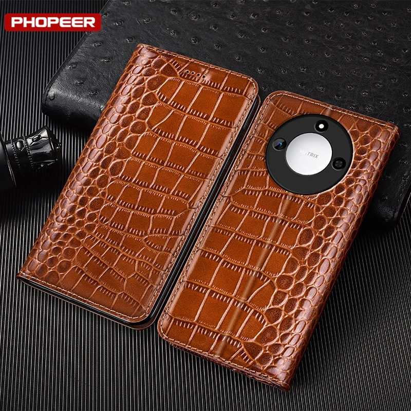 Чехол из натуральной кожи для Honor X60 X60i X50 X50i X40 X40i X30 X30i X20 X10 Max GT Pro Plus, чехол с магнитом и рисунком аллигатора 
Чехол из натуральной кожи для Honor X60 X60i X50 X50i X40 X40i X30 X30i X20 X10 Max GT Pro Plus, чехол с магнитом и рисунком аллигатора