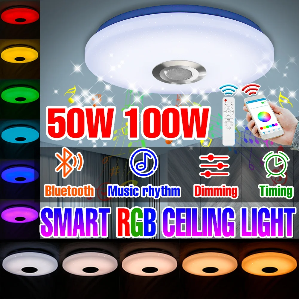 100 Вт RGB светодиодный умный потолочный светильник AC100-240V Bluetooth-соединение приложение дистанционное управление люстра с регулируемой яркостью и динамиками музыкальная лампа
100 Вт RGB светодиодный умный потолочный светильник AC100-240V Bluetooth-соединение приложение дистанционное управление люстра с регулируемой яркостью и динамиками музыкальная лампа