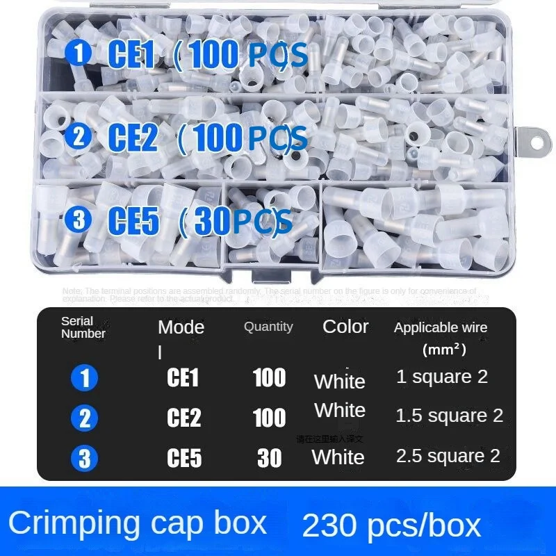 230 PCS Quick Wiring Cap Safety Wire Shorting Insulated Connector Terminal Crimping Cap Spring Wire Stripper CE1 CE2 CE5 Kit
230 PCS Quick Wiring Cap Safety Wire Shorting Insulated Connector Terminal Crimping Cap Spring Wire Stripper CE1 CE2 CE5 Kit