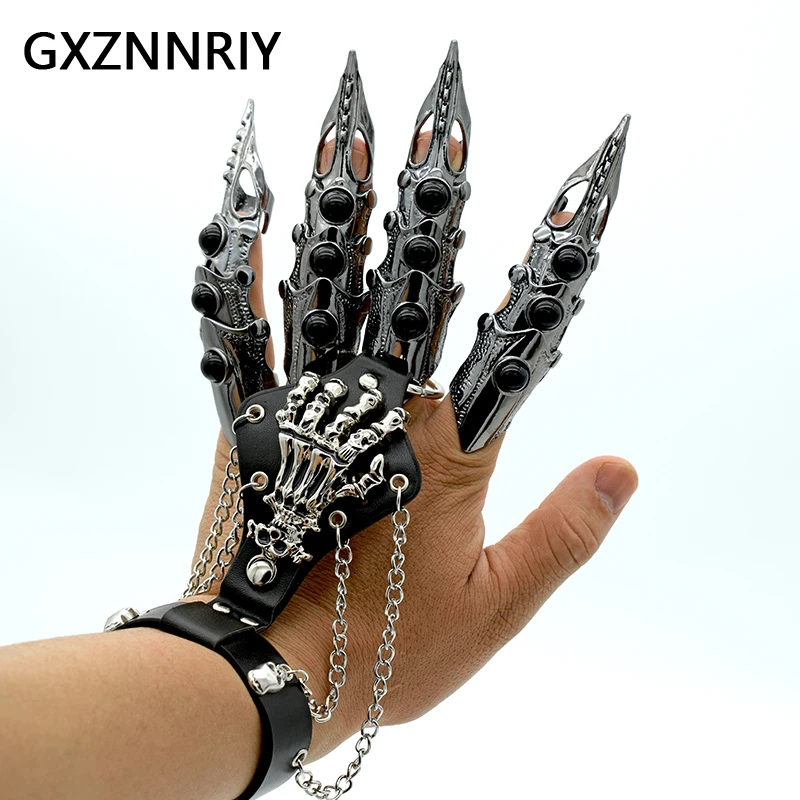 Men Skull Leather Bracelets Rings Jewelry Sets Halloween Accessories Exaggeration Punk Rock Skeleton Hand Ring Gothic Party Gift
Men Skull Leather Bracelets Rings Jewelry Sets Halloween Accessories Exaggeration Punk Rock Skeleton Hand Ring Gothic Party Gift