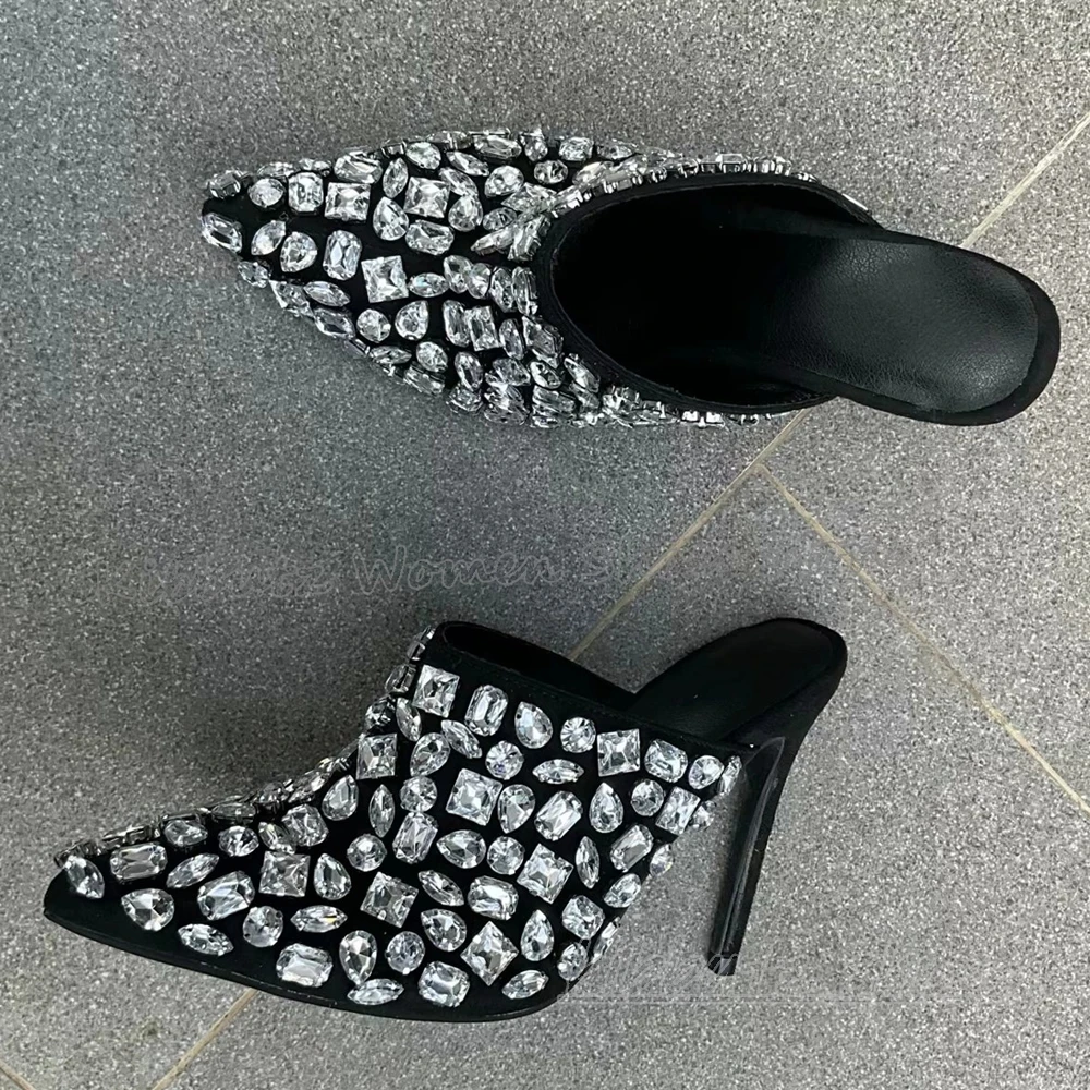 Bordered Rhinestone Glossy Slipper Pumps Crystal Pointed Toe Thin High Heels Slip-On Fashion Luxury Novelty Sexy Women Shoes New
Bordered Rhinestone Glossy Slipper Pumps Crystal Pointed Toe Thin High Heels Slip-On Fashion Luxury Novelty Sexy Women Shoes New