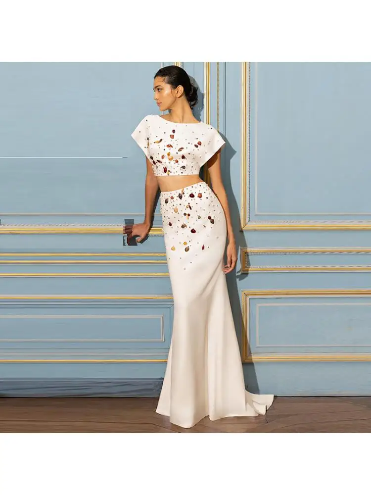 2025 Summer Fashion Shell Beading Diamond Short Top Shirt And Fishtail Long Trumpet Skirt Sets For Women 2 Pieces
2025 Summer Fashion Shell Beading Diamond Short Top Shirt And Fishtail Long Trumpet Skirt Sets For Women 2 Pieces
