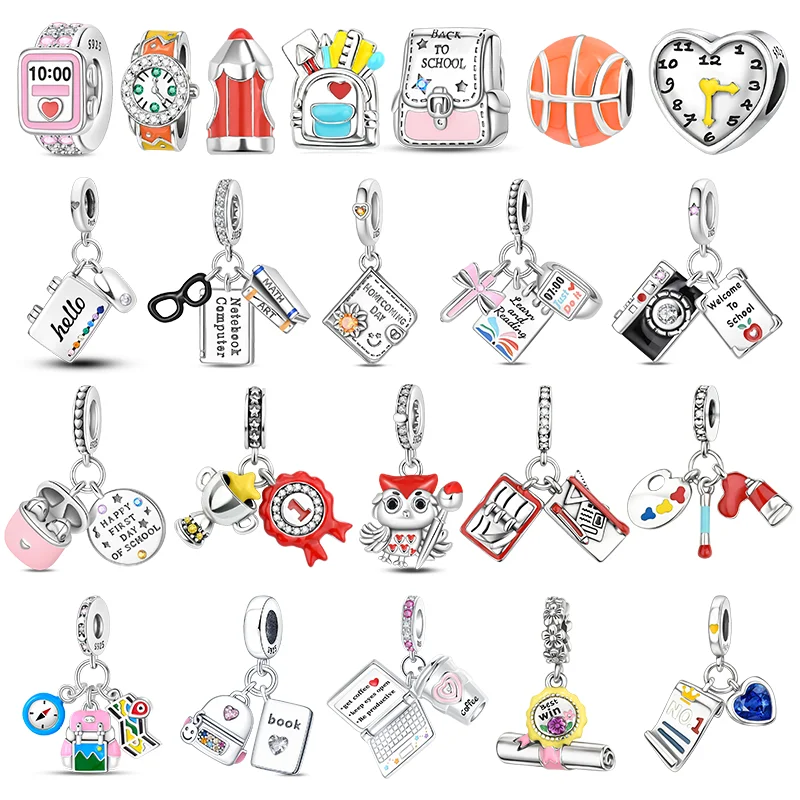 925 Sterling Silver Back To School Season Backpack Laptop Earbuds Pendant Fit Original Charms Bracelets Women DIY Jewelry Gift
925 Sterling Silver Back To School Season Backpack Laptop Earbuds Pendant Fit Original Charms Bracelets Women DIY Jewelry Gift