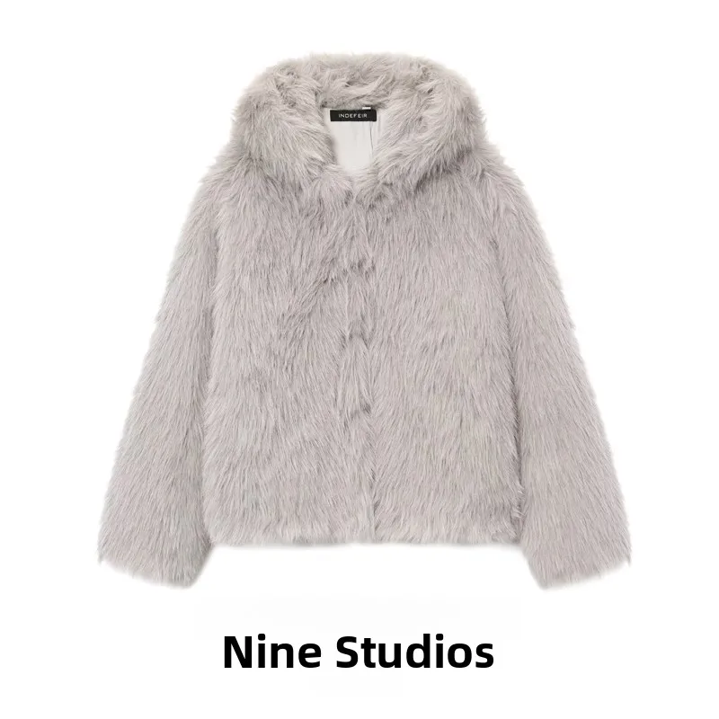 Casual Hooded Artificial Fur Effect Jaet Button up Top Versatile Loose Fit Ladies Coat ort Sle Long Sve with Hat
Casual Hooded Artificial Fur Effect Jaet Button up Top Versatile Loose Fit Ladies Coat ort Sle Long Sve with Hat