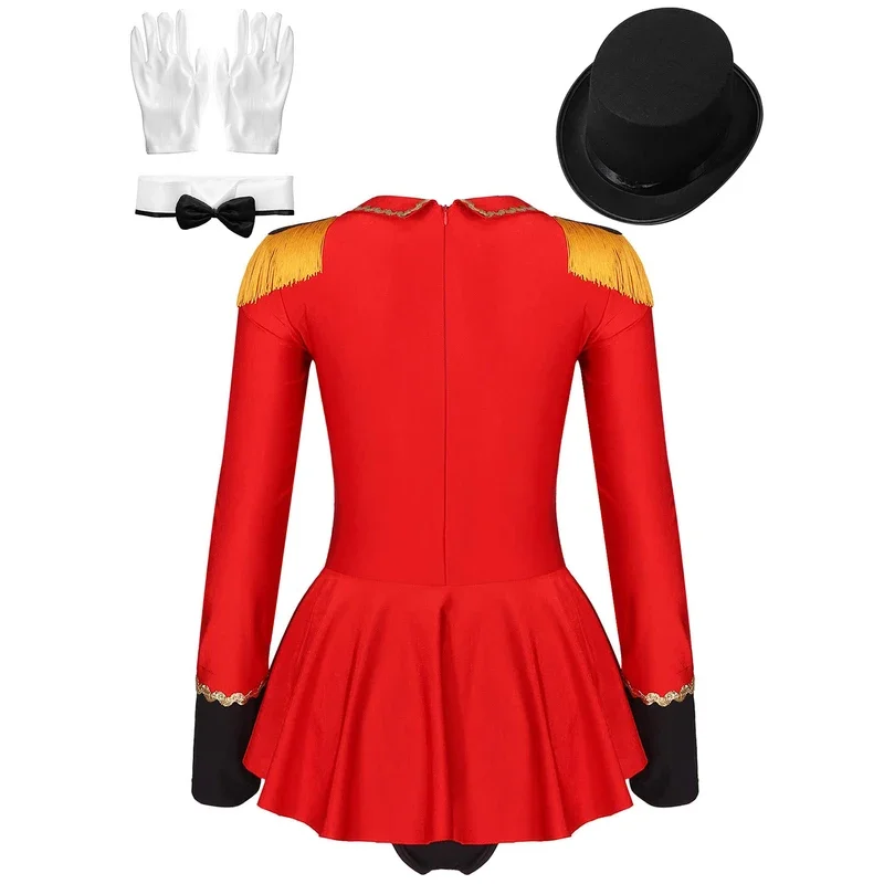 RT01 Women Circus Ringmaster Halloween Costume Set Long Sleeve Lapel Fringed Shoulder Bodysuit with Hat Bow Collar Gloves fo&Gf1
RT01 Women Circus Ringmaster Halloween Costume Set Long Sleeve Lapel Fringed Shoulder Bodysuit with Hat Bow Collar Gloves fo&Gf1