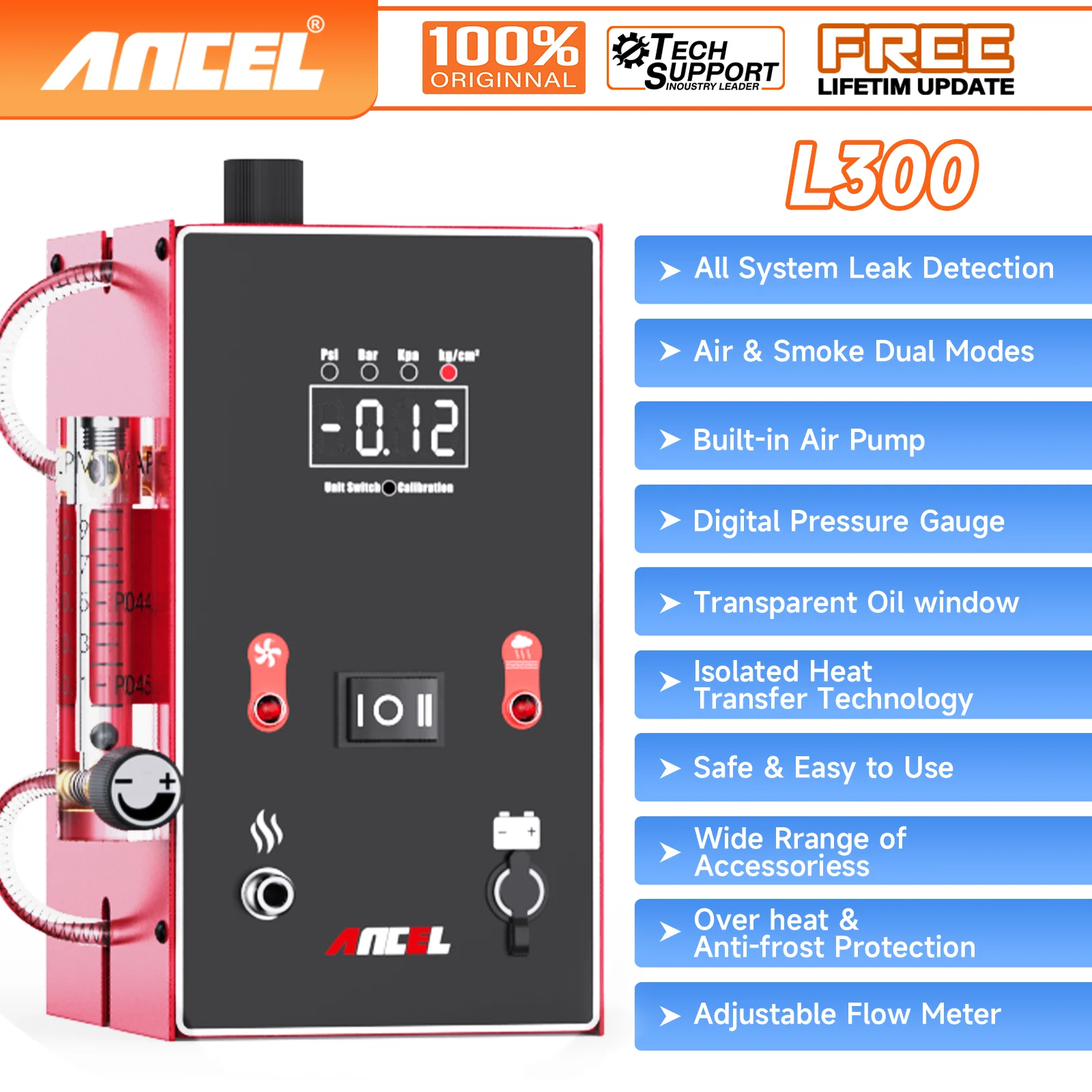 ANCEL L300 Car Smoke Generator Automotive EVAP Smoke Machine Digital Pressure Gauge & Built-in Pump Fuel Pipe Oil Leak Detector
ANCEL L300 Car Smoke Generator Automotive EVAP Smoke Machine Digital Pressure Gauge & Built-in Pump Fuel Pipe Oil Leak Detector