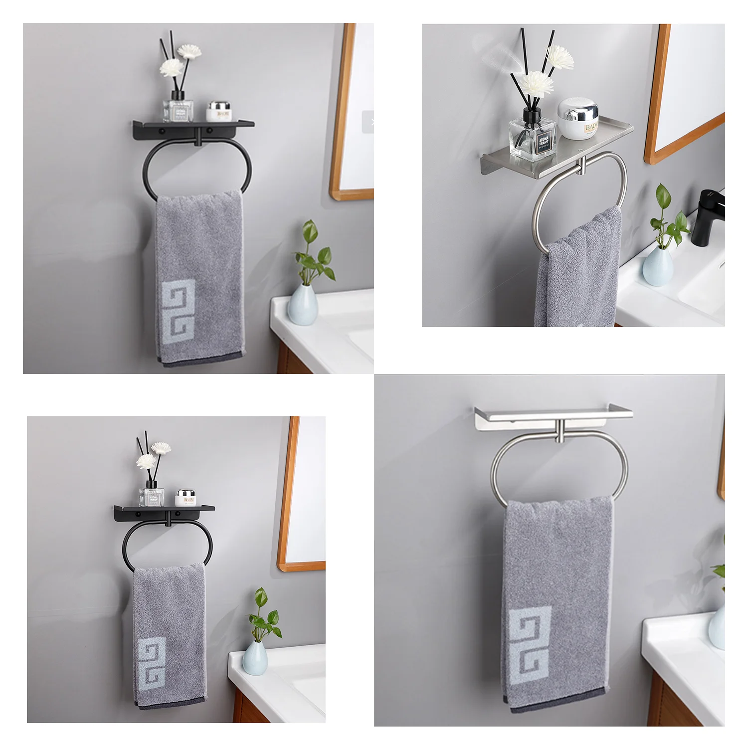 Bath Towel Ring with Shelf Stainless Steel Adhesive Towel Hanger Wall Mounted Hand Towel Ring with Shelf for Bathroom Kitchen
Bath Towel Ring with Shelf Stainless Steel Adhesive Towel Hanger Wall Mounted Hand Towel Ring with Shelf for Bathroom Kitchen