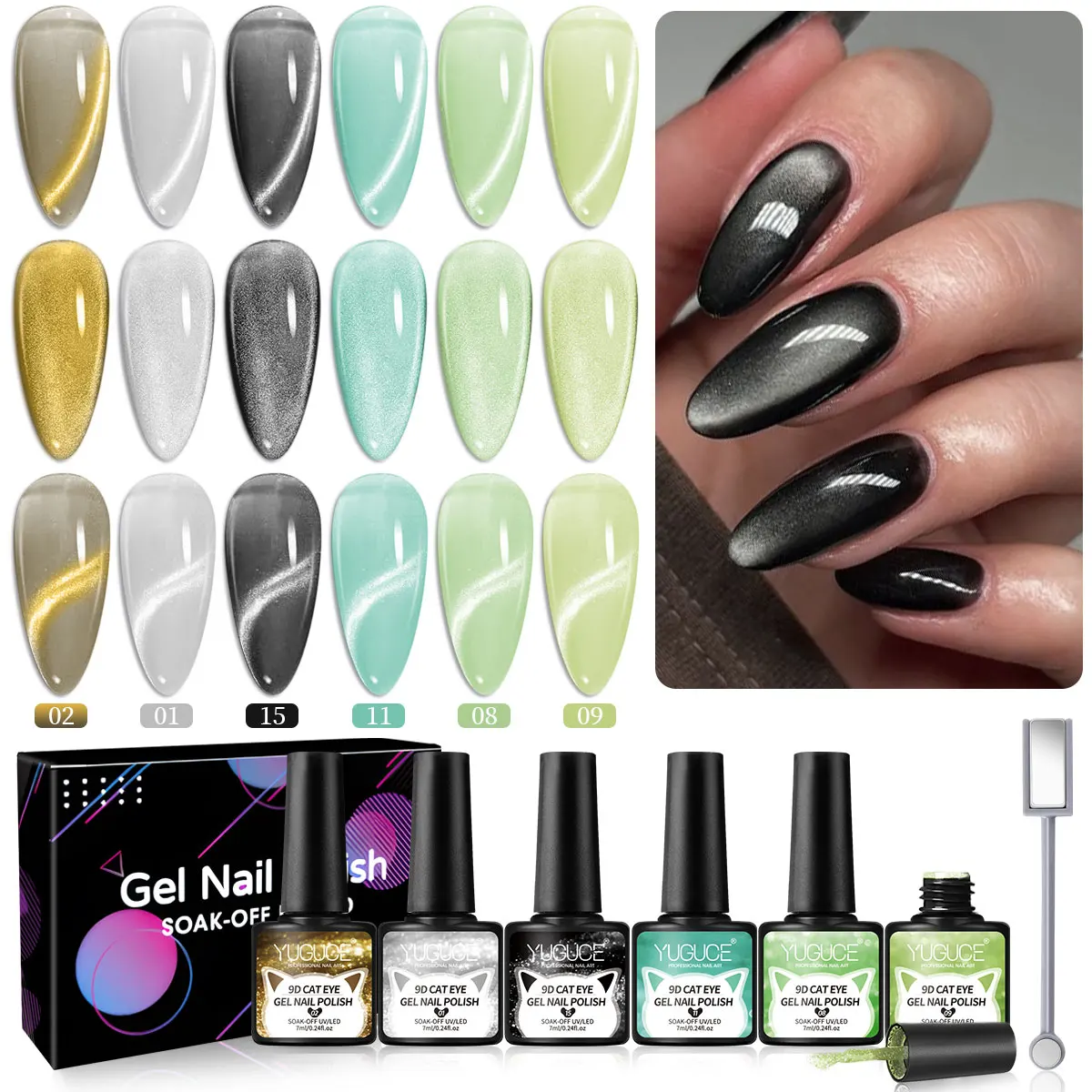 YUGUCE 7PCS/SET set, classic trendy color cat eye nail polish gel, easy to apply, the best gift for women
YUGUCE 7PCS/SET set, classic trendy color cat eye nail polish gel, easy to apply, the best gift for women