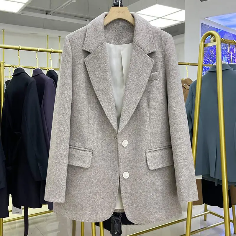 Grey British Style Korean Suit Coat Women's Woolen Fashionable Versatile Slim Top Autumn And Winter Jacket Blazer Outerwear T967
Grey British Style Korean Suit Coat Women's Woolen Fashionable Versatile Slim Top Autumn And Winter Jacket Blazer Outerwear T967