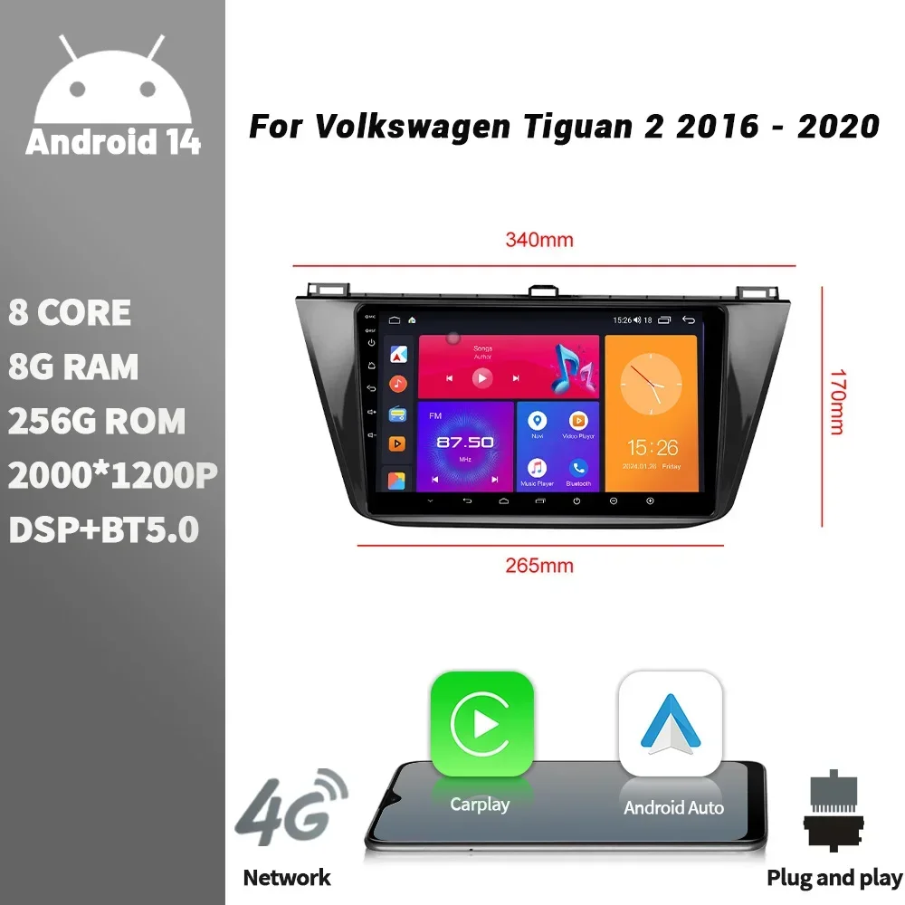 Android Bluetooth Wireless CarPlay Touch Screen Stereo Car Radio Multimedia Player Navigation For Volkswagen Tiguan 2 2016 - 202
Android Bluetooth Wireless CarPlay Touch Screen Stereo Car Radio Multimedia Player Navigation For Volkswagen Tiguan 2 2016 - 202