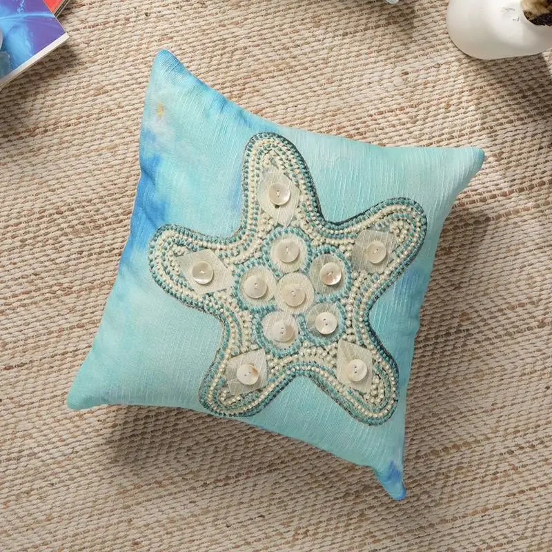 Embroidered Cotton Print & Beadwork Starfish Throw Pillow - Blue & Ivory 18"x18" Coastal Home Decor
Embroidered Cotton Print & Beadwork Starfish Throw Pillow - Blue & Ivory 18"x18" Coastal Home Decor