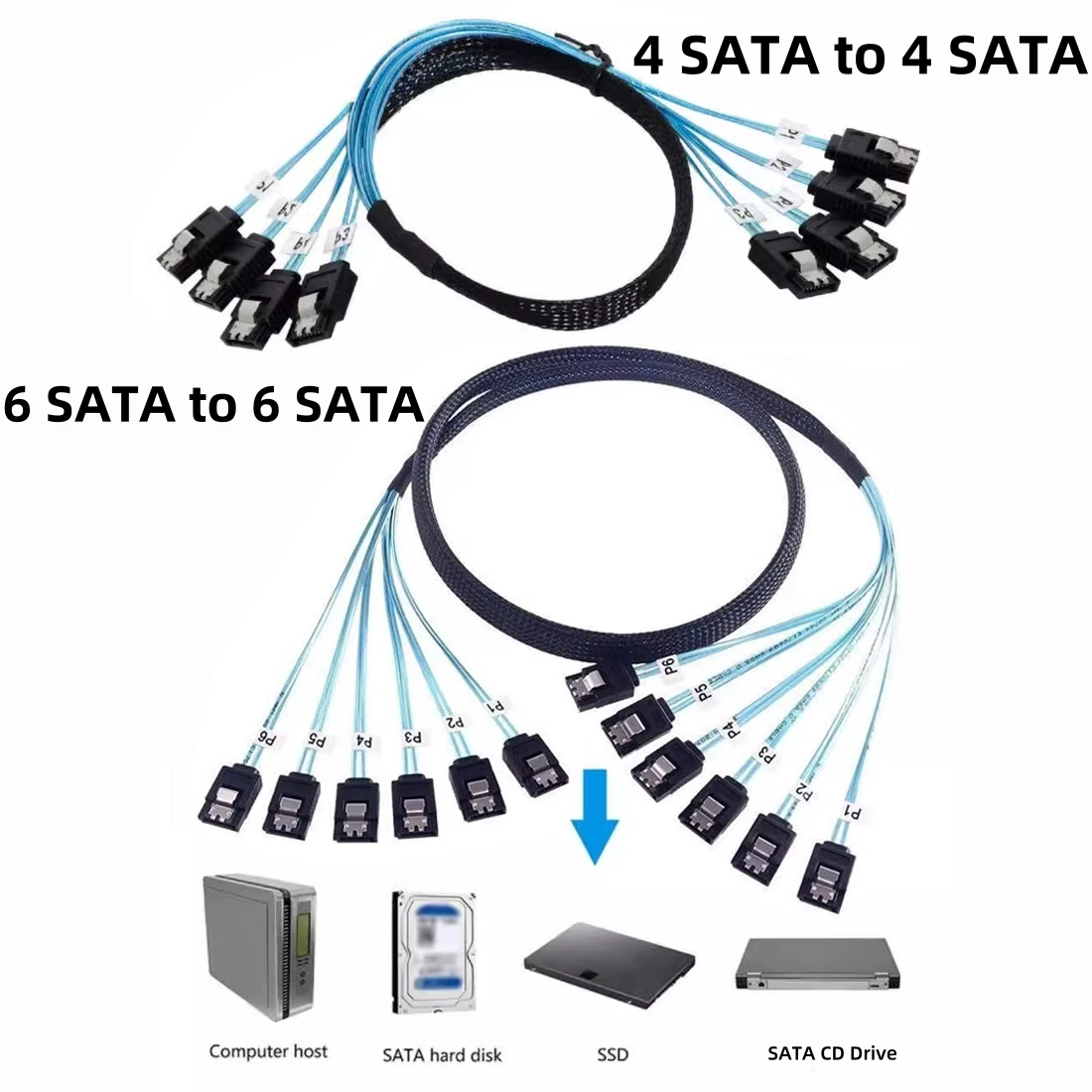 0.5M SATA 3.0 6Gbps Data Cable 4 SATA to 4SATA, 6 SATA to 6SATA Hard Drive Splitter Cord for Bitcoin Computer Server HDD SSD
0.5M SATA 3.0 6Gbps Data Cable 4 SATA to 4SATA, 6 SATA to 6SATA Hard Drive Splitter Cord for Bitcoin Computer Server HDD SSD
