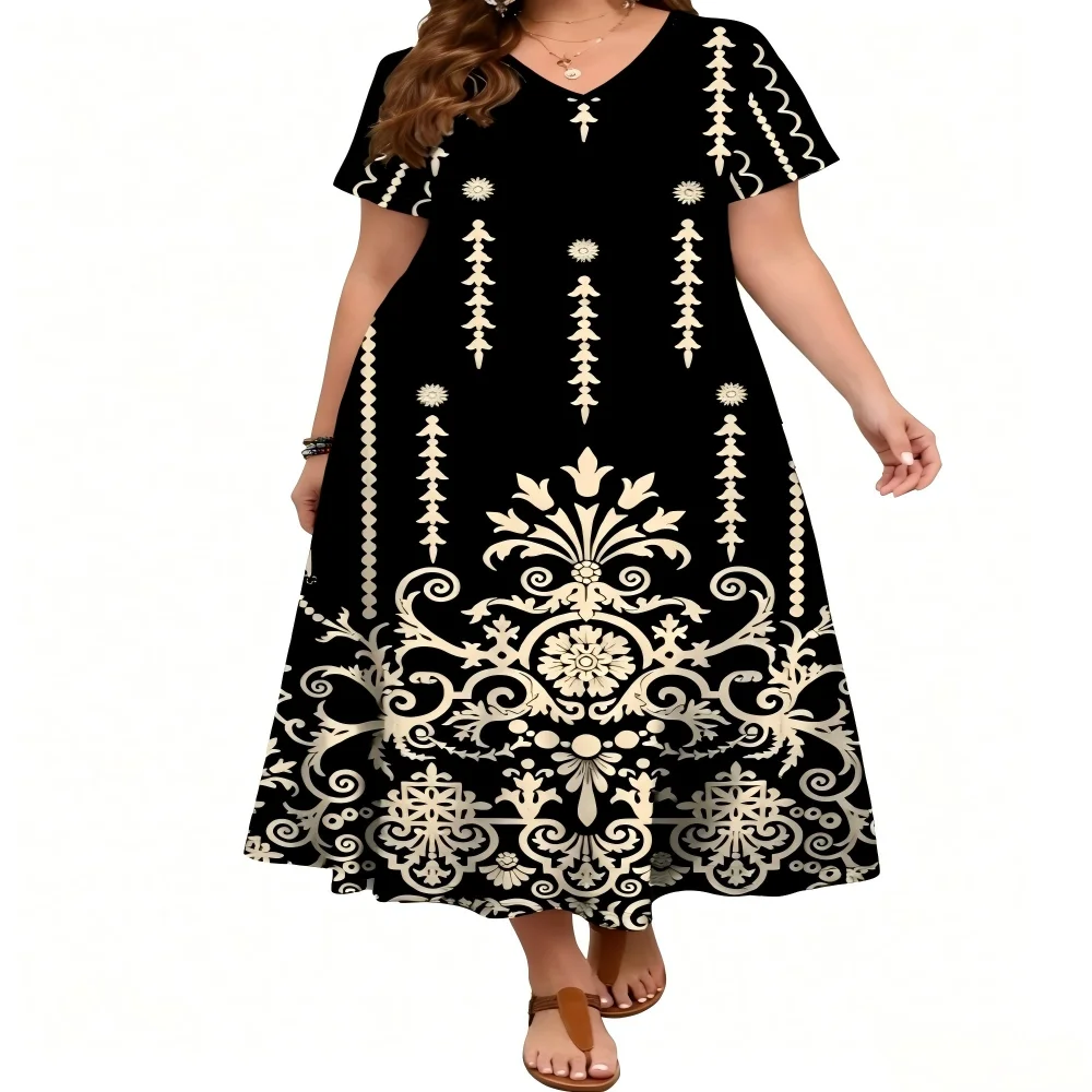 New Arrival Milk Silk Printed Plus Size Dress Women Casual Loose Elegant Midi Dress
New Arrival Milk Silk Printed Plus Size Dress Women Casual Loose Elegant Midi Dress