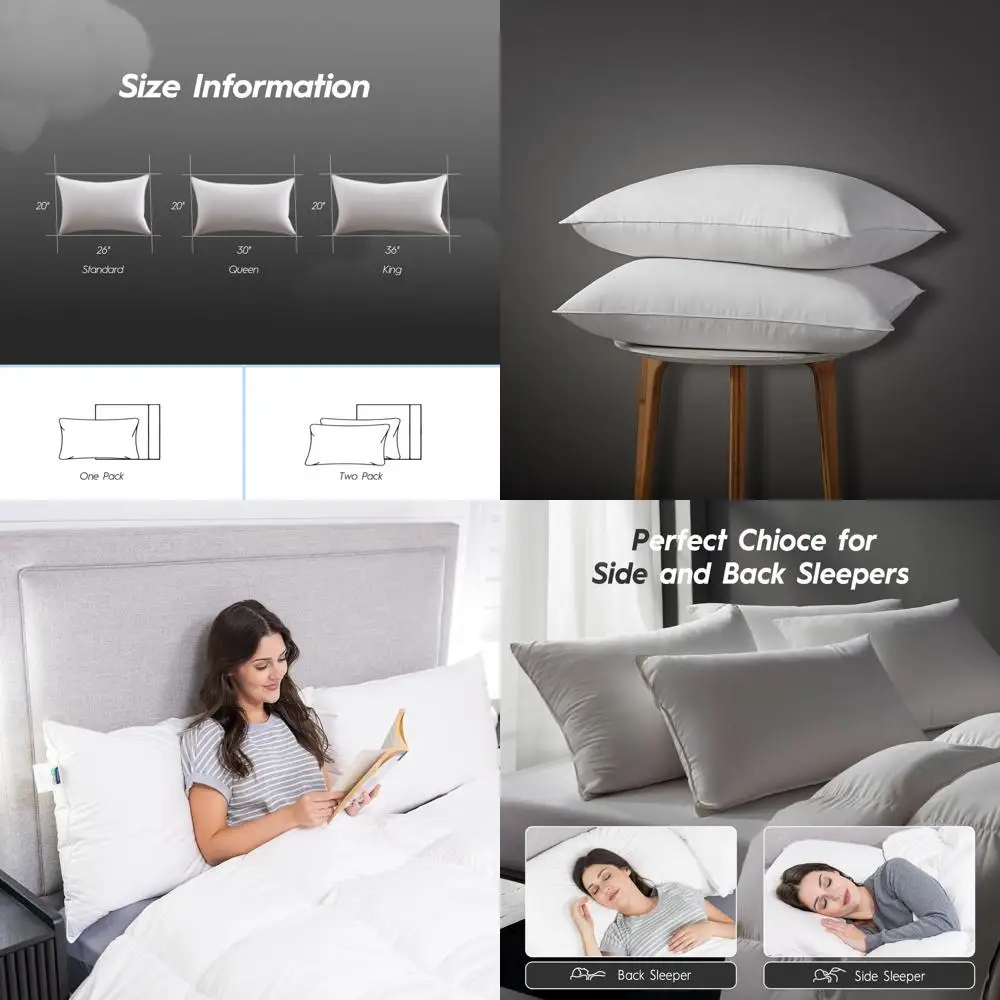 King Size Luxury Down Pillows Set for Side Sleepers, 100% Cotton, Firm Feather-Filled, 20x36
King Size Luxury Down Pillows Set for Side Sleepers, 100% Cotton, Firm Feather-Filled, 20x36