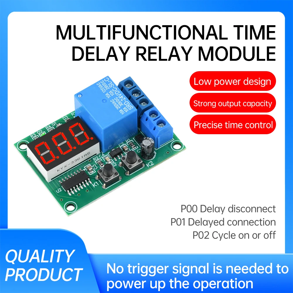 DC12V/24V Multifunctional Digital Display Delay Relay Module Timer Delay Switch Circuit Board Timing Control Module DIY
DC12V/24V Multifunctional Digital Display Delay Relay Module Timer Delay Switch Circuit Board Timing Control Module DIY