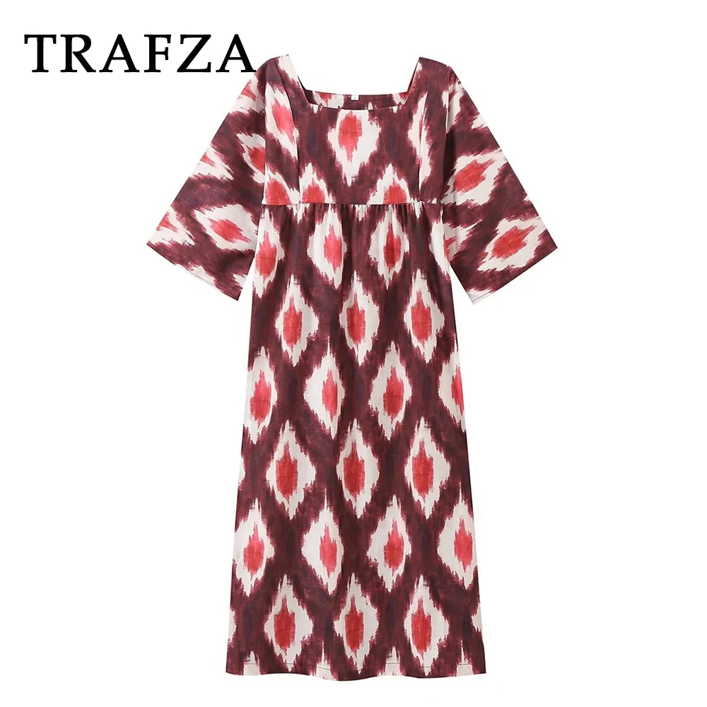 TRAFZA 2024 Spring Summer Casual Women Print Dresses Folds Loose Long Skirts Zipper Draped Half Sleeve Fashion Women Dresses
TRAFZA 2024 Spring Summer Casual Women Print Dresses Folds Loose Long Skirts Zipper Draped Half Sleeve Fashion Women Dresses