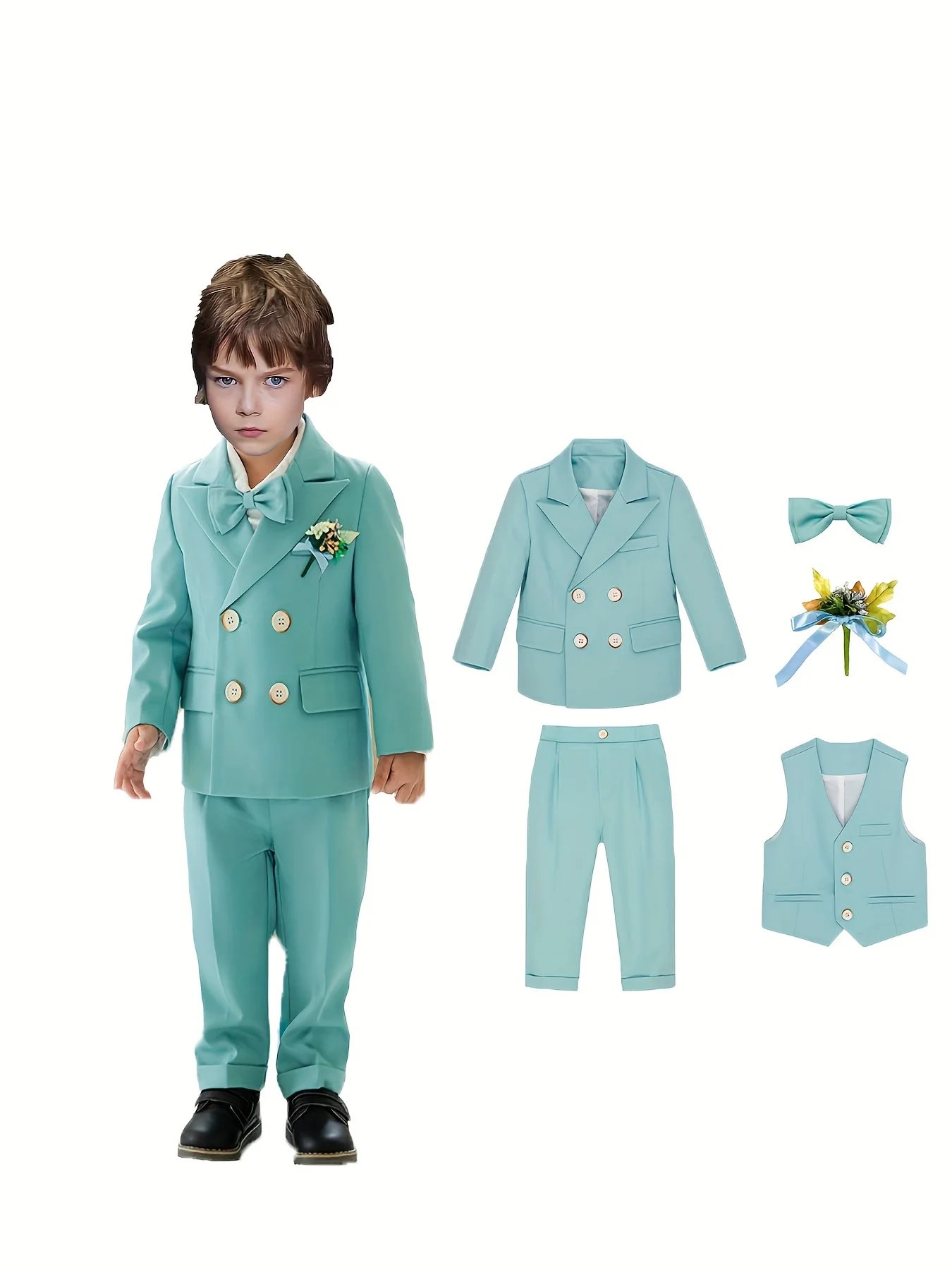 Little Boys Light Green 5Pieces/Set Jacket Vest Pants Bowtie Flower Wedding Dress Children Photograph Suit Kids Party Costume
Little Boys Light Green 5Pieces/Set Jacket Vest Pants Bowtie Flower Wedding Dress Children Photograph Suit Kids Party Costume