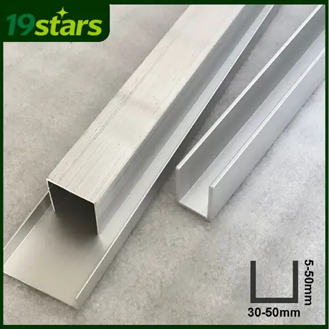 U Shape Aluminum Outside Width 30 32 35 38 40 43 45 50mm Thickness 1-5mm U Channel Frame Slot Aluminum Glass Covered Edge Strip