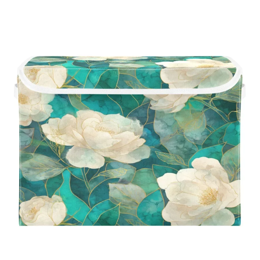 White Peony Large Collapsible Storage Box Flip Lid Fabric Decorative Organizer Container Basket with Handles 16.5×12.6×11.8in
White Peony Large Collapsible Storage Box Flip Lid Fabric Decorative Organizer Container Basket with Handles 16.5×12.6×11.8in
