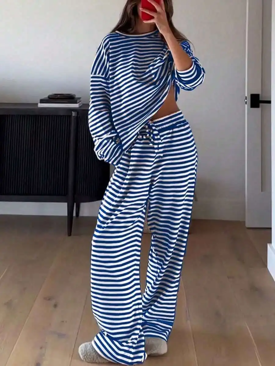 Womens Striped Long Sleeve Pajama Set Casual Comfortable Home Clothes
Womens Striped Long Sleeve Pajama Set Casual Comfortable Home Clothes