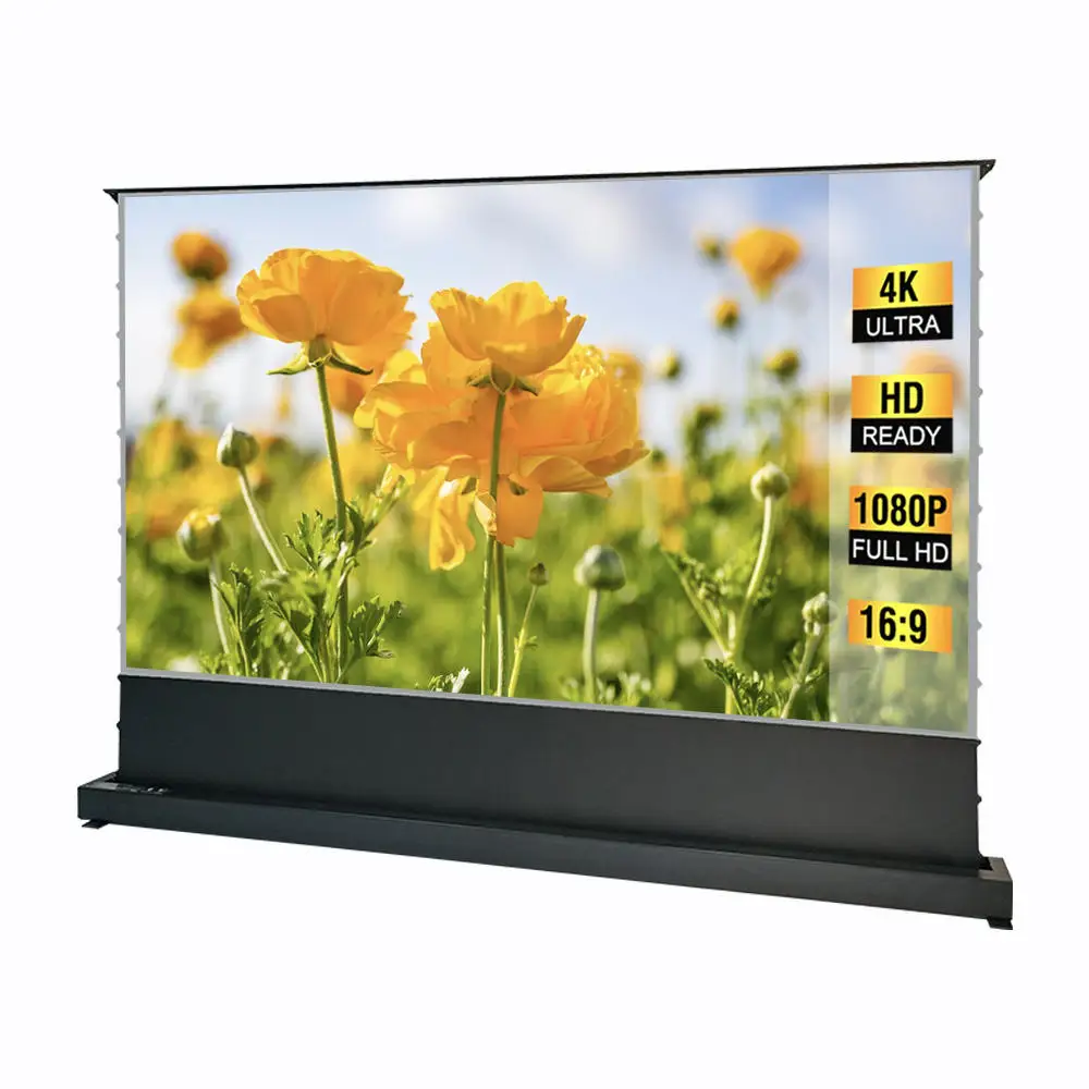 92'' Motorized Floor-Rising Long Throw ALR Screen Movable Retractable Electric Floor Rising Projector Screen
92'' Motorized Floor-Rising Long Throw ALR Screen Movable Retractable Electric Floor Rising Projector Screen