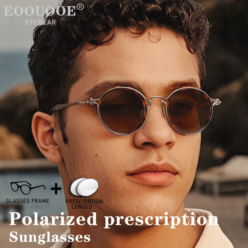 Vintage Round Polarized Sunglasses Driving Myopia Gray Lenses Customiz Prescription Glasses Men Pure Titanium Eyewear
Vintage Round Polarized Sunglasses Driving Myopia Gray Lenses Customiz Prescription Glasses Men Pure Titanium Eyewear
