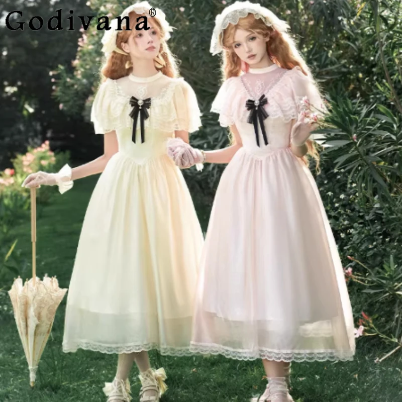 Japanese Spring Summer Sweet Girl Crew Neck Short Sleeve Princess Dress High Waist A-line Age Reduction Big Swing Fairy Dresses
Japanese Spring Summer Sweet Girl Crew Neck Short Sleeve Princess Dress High Waist A-line Age Reduction Big Swing Fairy Dresses