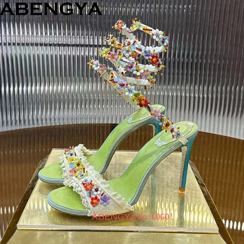 Summer High Heels Sandals Women Pearl Flower Decor Snake Twine Around Mules Ankle Strap Party Shoes Stiletto Sandals Woman
Summer High Heels Sandals Women Pearl Flower Decor Snake Twine Around Mules Ankle Strap Party Shoes Stiletto Sandals Woman
