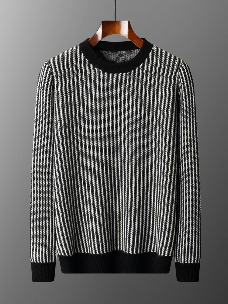 Chic Men's Autumn Winter Thick Warm Jacquard Cashmere Sweater 100% Merino Wool Knitted Pullover Casual O-Neck Fashion New Tops
Chic Men's Autumn Winter Thick Warm Jacquard Cashmere Sweater 100% Merino Wool Knitted Pullover Casual O-Neck Fashion New Tops