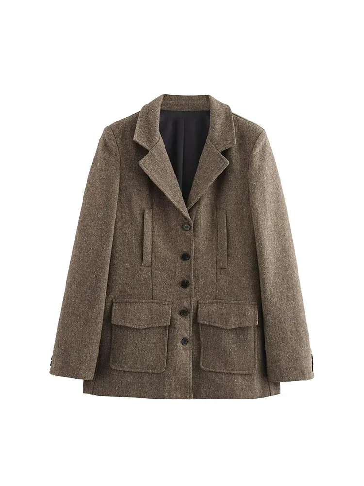 Willshela Women Fashion With Pockets Brown Single Breasted Blazer Vintage Notched Neck Long Sleeves Female Chic Lady Outfits
Willshela Women Fashion With Pockets Brown Single Breasted Blazer Vintage Notched Neck Long Sleeves Female Chic Lady Outfits
