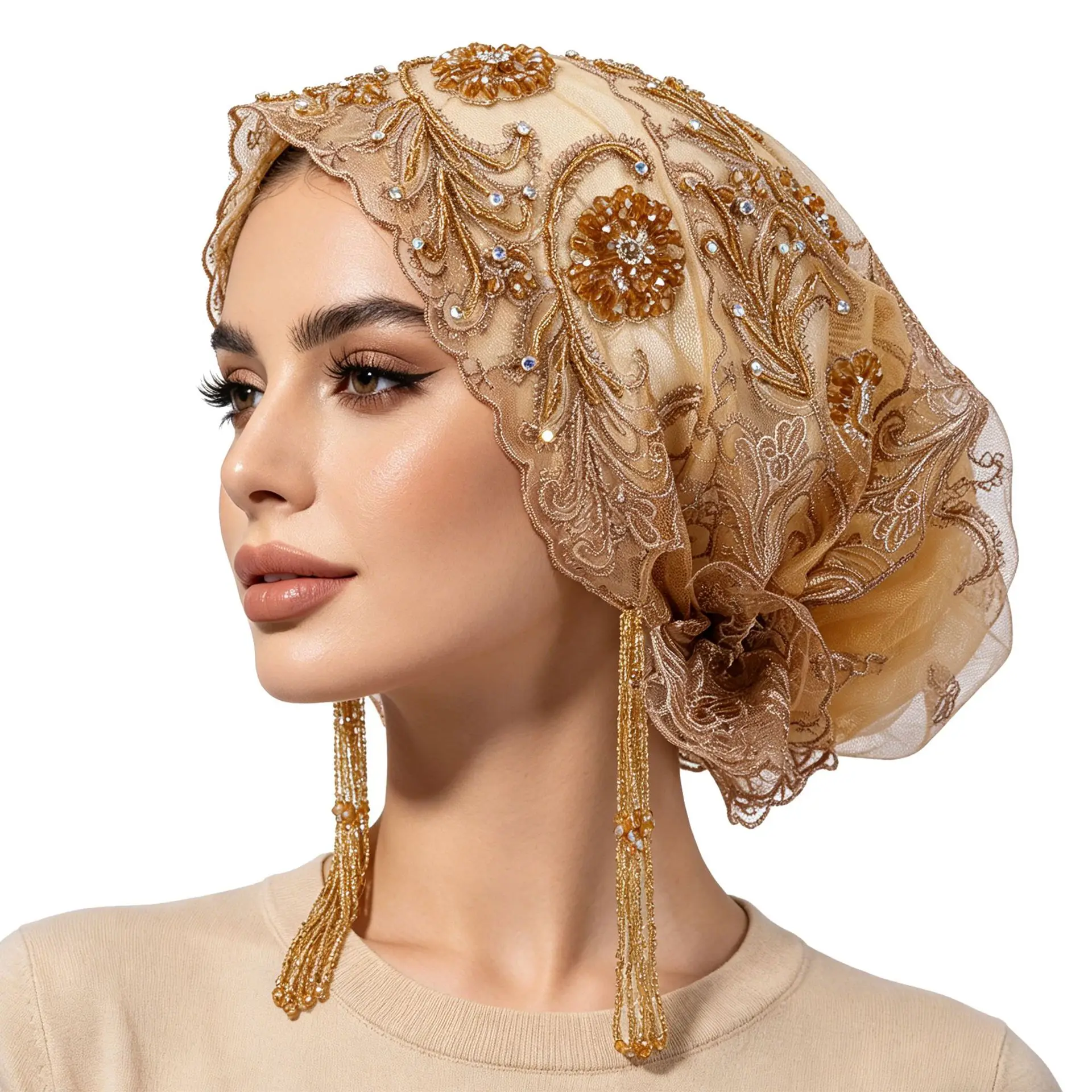 Women's Hijab Hats Muslim Embroidered Lace Bead Tassel Africa Wedding Hat Diamond Soft Fabric Green Working Khaki Black Caps
Women's Hijab Hats Muslim Embroidered Lace Bead Tassel Africa Wedding Hat Diamond Soft Fabric Green Working Khaki Black Caps