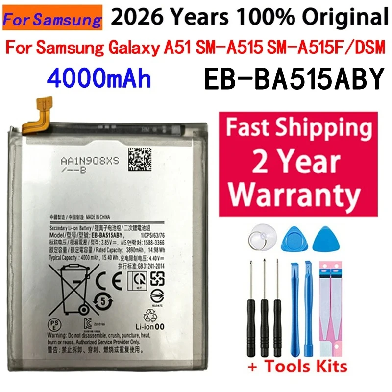Latest Date 100% New EB-BA515ABY Replacement Battery For Samsung Galaxy A51 SM-A515 SM-A515F/DSM Batteries Batterij+Free Tools
Latest Date 100% New EB-BA515ABY Replacement Battery For Samsung Galaxy A51 SM-A515 SM-A515F/DSM Batteries Batterij+Free Tools