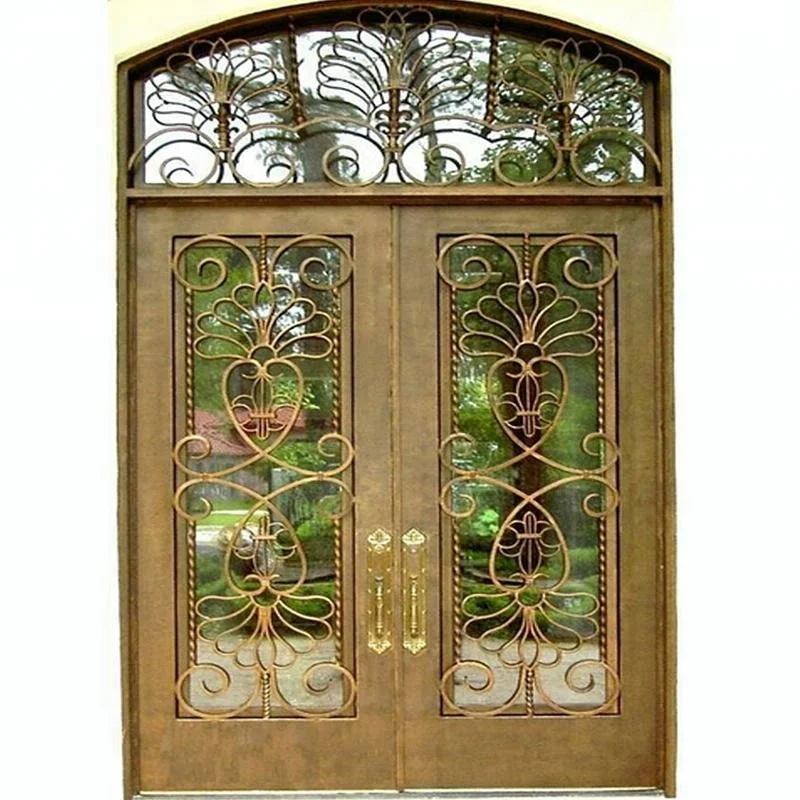 Custom hand-forged gold low wrought iron security door, elegant exterior entrance security door, suitable for luxury villas
Custom hand-forged gold low wrought iron security door, elegant exterior entrance security door, suitable for luxury villas