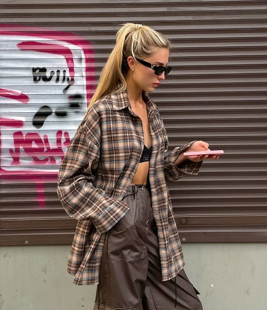 2024 Spring Autumn Vintage Plaid Checkered Shirt Women's Long Sleeve Blouse Loose Single Breasted Casual Shirt blouse women
2024 Spring Autumn Vintage Plaid Checkered Shirt Women's Long Sleeve Blouse Loose Single Breasted Casual Shirt blouse women
