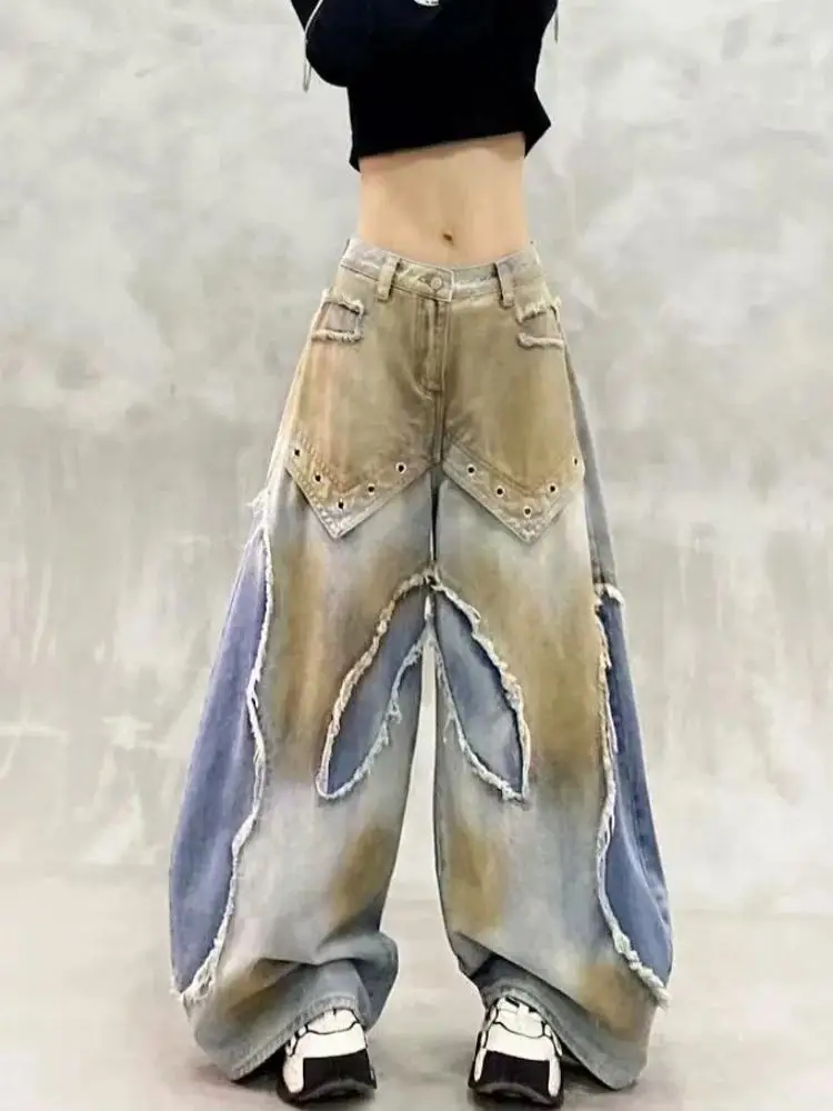 2026 American Retro Y2K Style Patchwork Washed Blue Baggy Stacked Jeans Pants For Woman Clothing Wide Leg Gothic Denim Trousers
2026 American Retro Y2K Style Patchwork Washed Blue Baggy Stacked Jeans Pants For Woman Clothing Wide Leg Gothic Denim Trousers